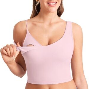 Women's Pink Nursing & Maternity Crop Bra Tank Top